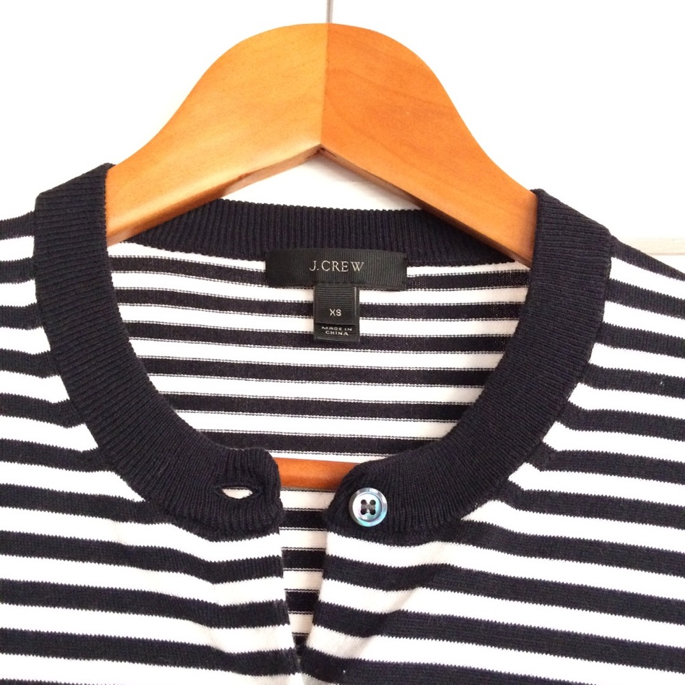 J. Crew Navy white orange striped Jackie cardigan - Picture 5 of 7